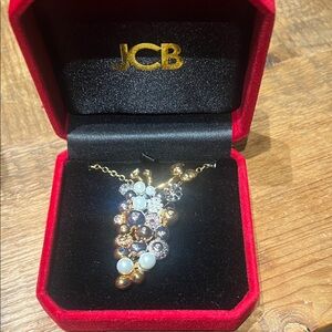 JCB grape necklace and brooch